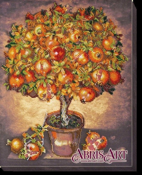 Bead embroidery kit Pomegranate tree Size: 12.2"×15.4" (31×39 cm)