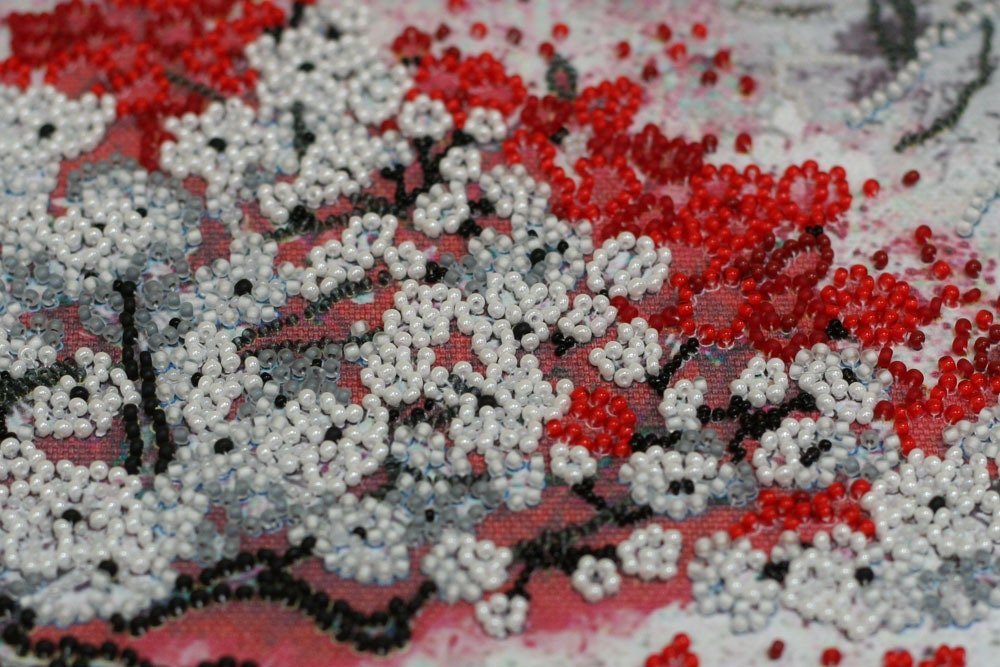 Bead embroidery kit Sakura Size: 9.8"×15.7" (25x35 cm)