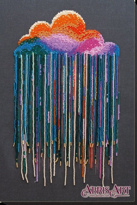 Bead embroidery kit Zillions of drops Size: 10.6"х18.5" (27x47 cm)