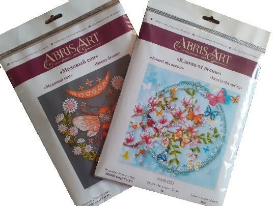 Bead embroidery kits together Butterfly and Bee Size: 7.9"×7.9" (20×20 cm)