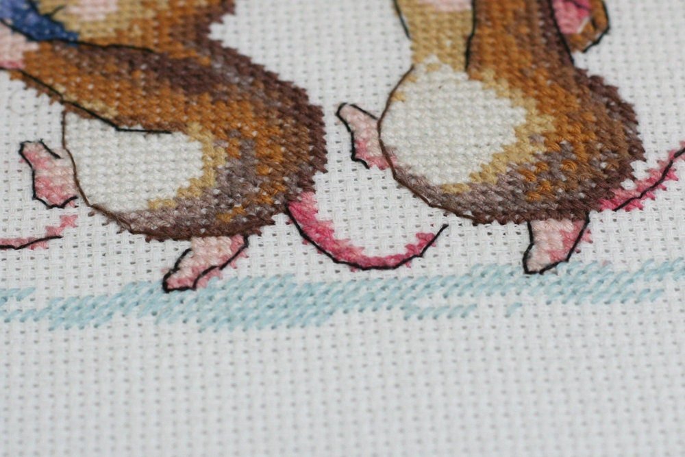 Cross stitch kit Christmas mice Size: 7.9"×11.8" (20x30 cm)