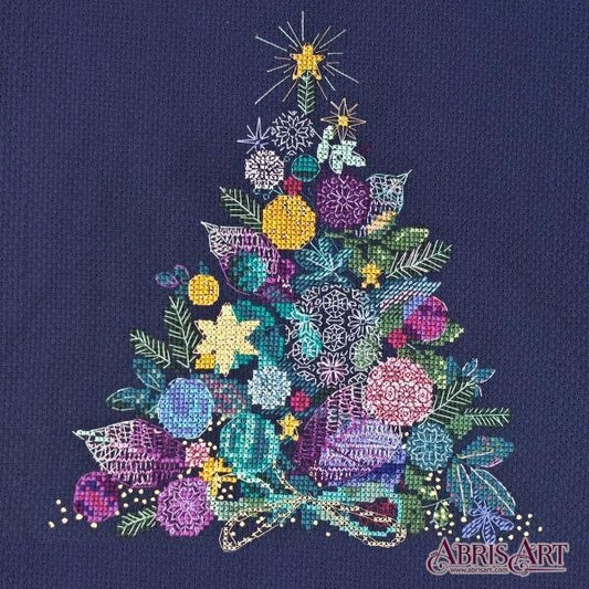 Cross stitch kit Christmas tree Size: 7.5"×8.7" (19x22 cm)