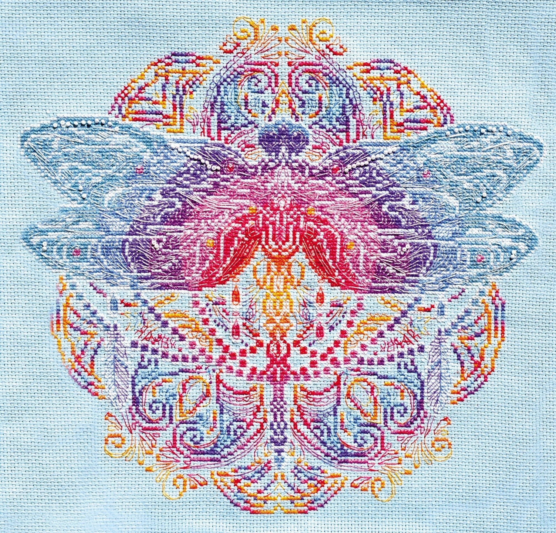 Cross stitch kit Dragonfly Size: 11.8"×11.8" (30x30 cm)