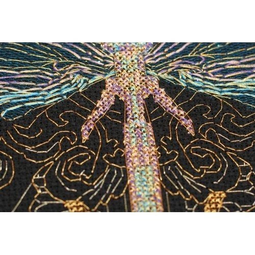 Cross stitch kit Golden dragonfly Size: 6.3"×9.4" (16x24 cm)