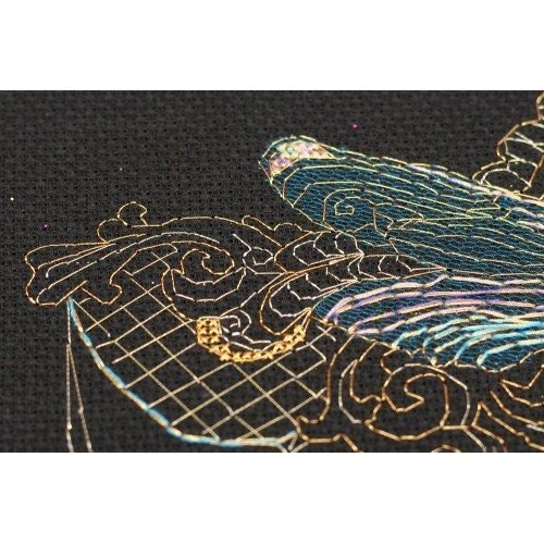 Cross stitch kit Golden dragonfly Size: 6.3"×9.4" (16x24 cm)