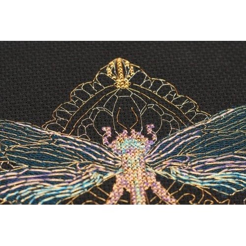 Cross stitch kit Golden dragonfly Size: 6.3"×9.4" (16x24 cm)