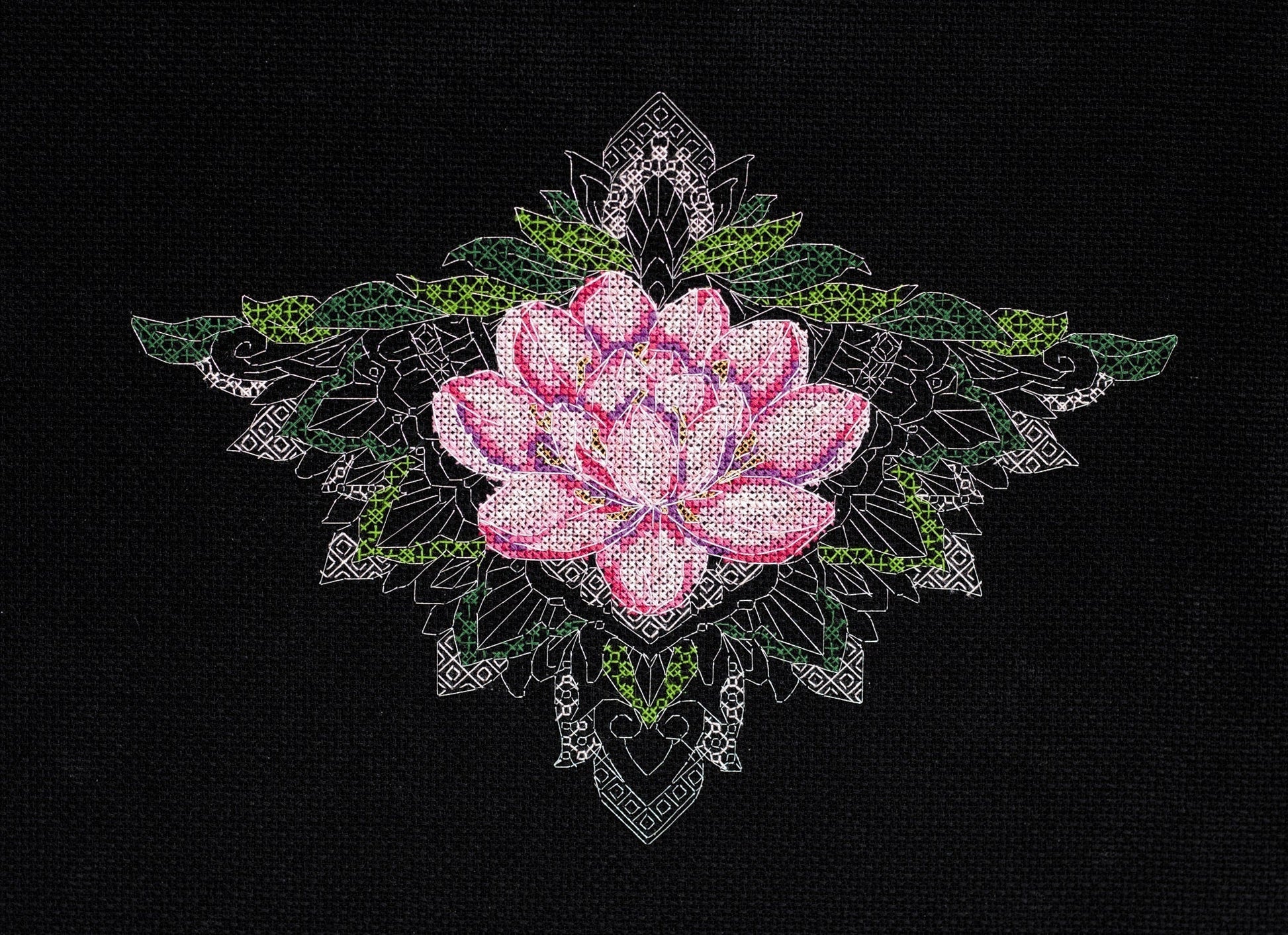 Cross stitch kit Lotus flower Size: 9.4"×7.0" (24x18 cm)