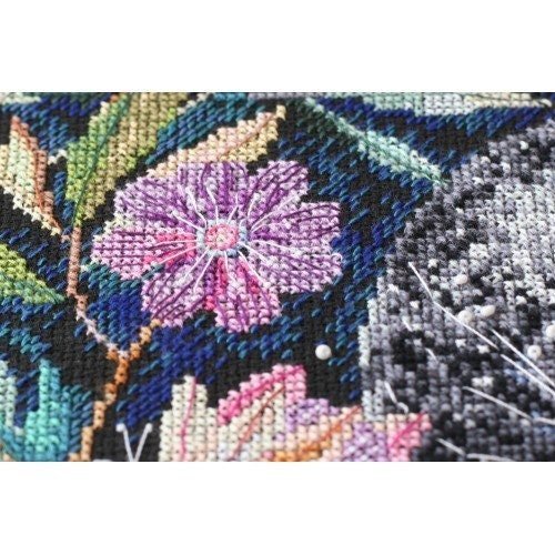 Cross stitch kit Moon and flowers Size: 10.6"×13.4" (27x34 cm)