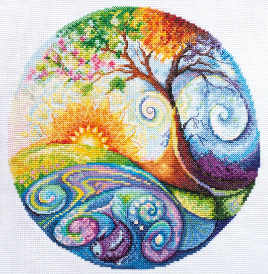 Cross stitch kit Sun Size: 9.4"×9.4" (24x24 cm)