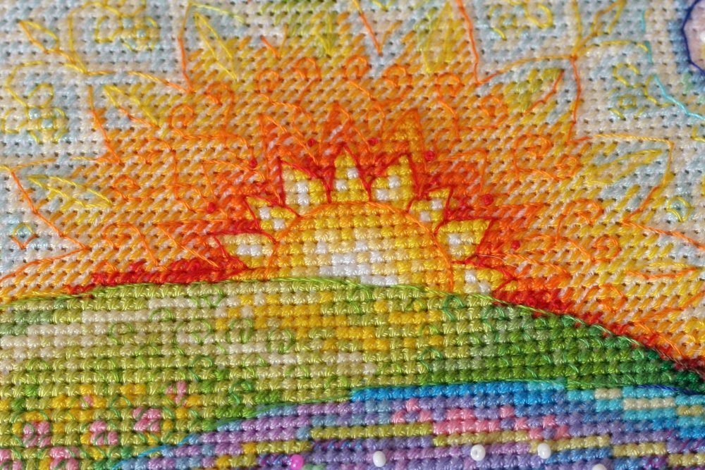 Cross stitch kit Sun Size: 9.4"×9.4" (24x24 cm)