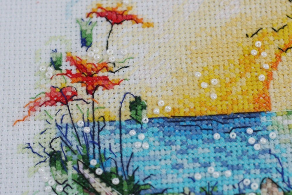 Cross stitch kit Sunny paradise Size: 9.8"×9.8" (25x25 cm)