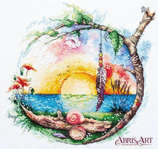 Cross stitch kit Sunny paradise Size: 9.8"×9.8" (25x25 cm)