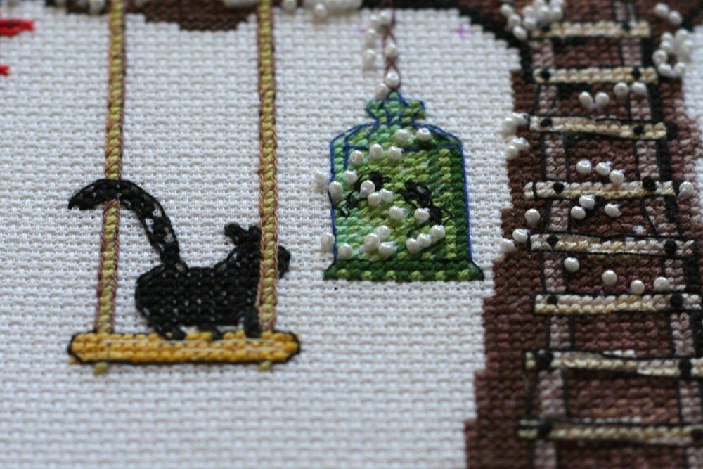 Cross stitch kit Cat house Size: 13"×13" (33x33 cm)