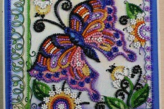 Mini Bead embroidery kit Butterfly Size: 5.9"x5.9" (15x15 cm)