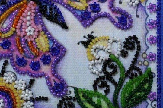 Mini Bead embroidery kit Butterfly Size: 5.9"x5.9" (15x15 cm)