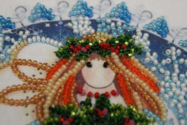 Mini Bead embroidery kit Christmas Angel Size: 5.9"×5.9" (15×15 сm)