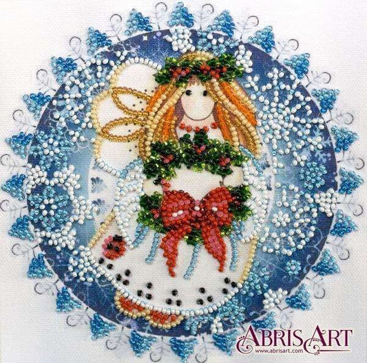 Mini Bead embroidery kit Christmas Angel Size: 5.9"×5.9" (15×15 сm)