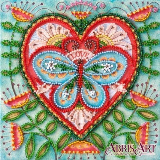 Mini Bead embroidery kit Heart Size: 5.9"x5.9" (15x15 cm)