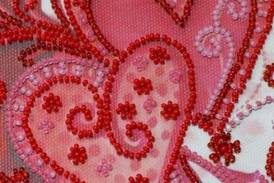 Mini Bead embroidery kit Hearts Size: 5.9"x5.9" (15x15 cm)