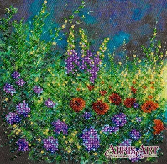 Mini Bead embroidery kit Wild field Size: 5.9"x5.9" (15x15 cm)