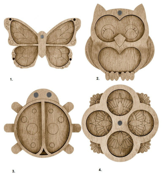 Wood bead organizer without lid Butterfly